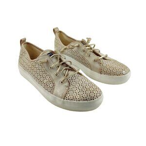 Sperry Metallic Sneaker Lace Up Top Sider Crest Activewear Platinum Gold Size 6